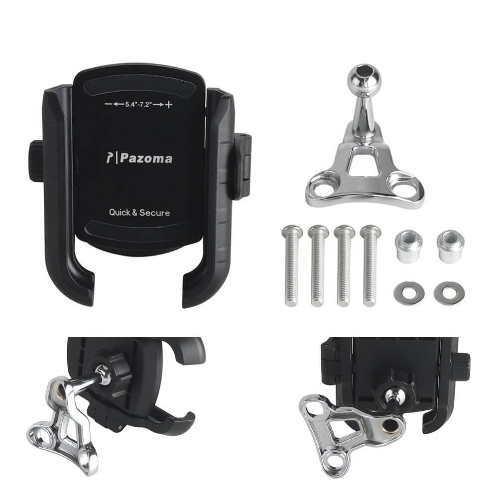 Harley Softail Fat Boy Bob Deluxe Heritage Handlebar Phone Carrier Mount Holder One-Touch Quick Lock Stand 360 Rotation Bracket - pazoma