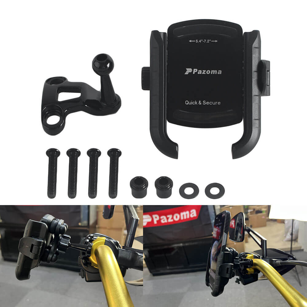 Harley Softail Fat Boy Bob Deluxe Heritage Handlebar Phone Carrier Mount Holder One-Touch Quick Lock Stand 360 Rotation Bracket - pazoma