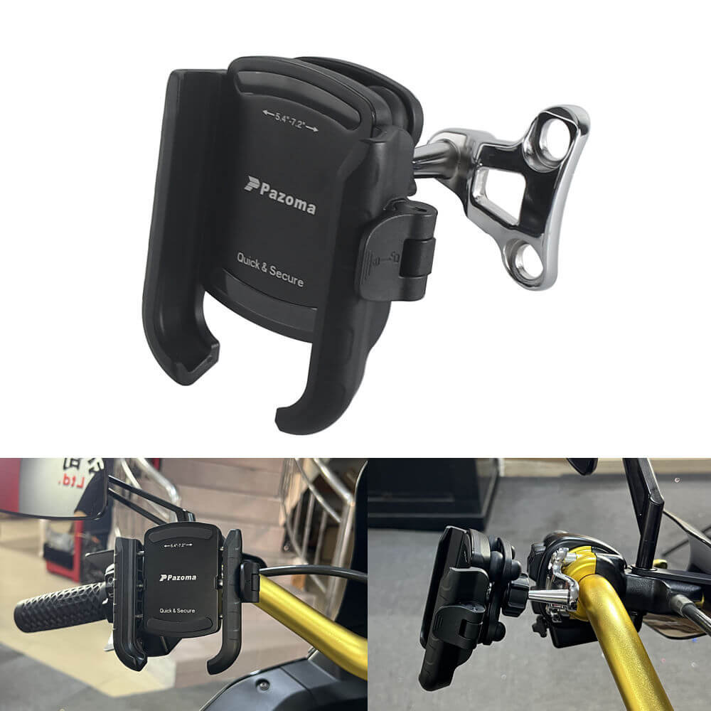Harley Softail Fat Boy Bob Deluxe Heritage Handlebar Phone Carrier Mount Holder One-Touch Quick Lock Stand 360 Rotation Bracket - pazoma