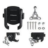 Harley Softail Fat Boy Bob Deluxe Heritage Handlebar Phone Carrier Mount Holder One-Touch Quick Lock Stand 360 Rotation Bracket - pazoma