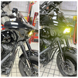 Harley Softail M8 Fat Bob 114 FXFB FXFBS Front Headlight Shark Fairing w/Baja Designs Dual LP4 Lighting Bracket Mounting Kit - pazoma