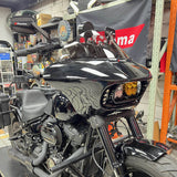 Harley Softail M8 Fat Bob 114 FXFB FXFBS Front Headlight Shark Fairing w/Baja Designs Dual LP4 Lighting Bracket Mounting Kit - pazoma