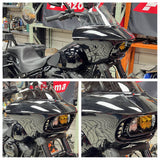 Harley Softail M8 Fat Bob 114 FXFB FXFBS Front Headlight Shark Fairing w/Baja Designs Dual LP4 Lighting Bracket Mounting Kit - pazoma