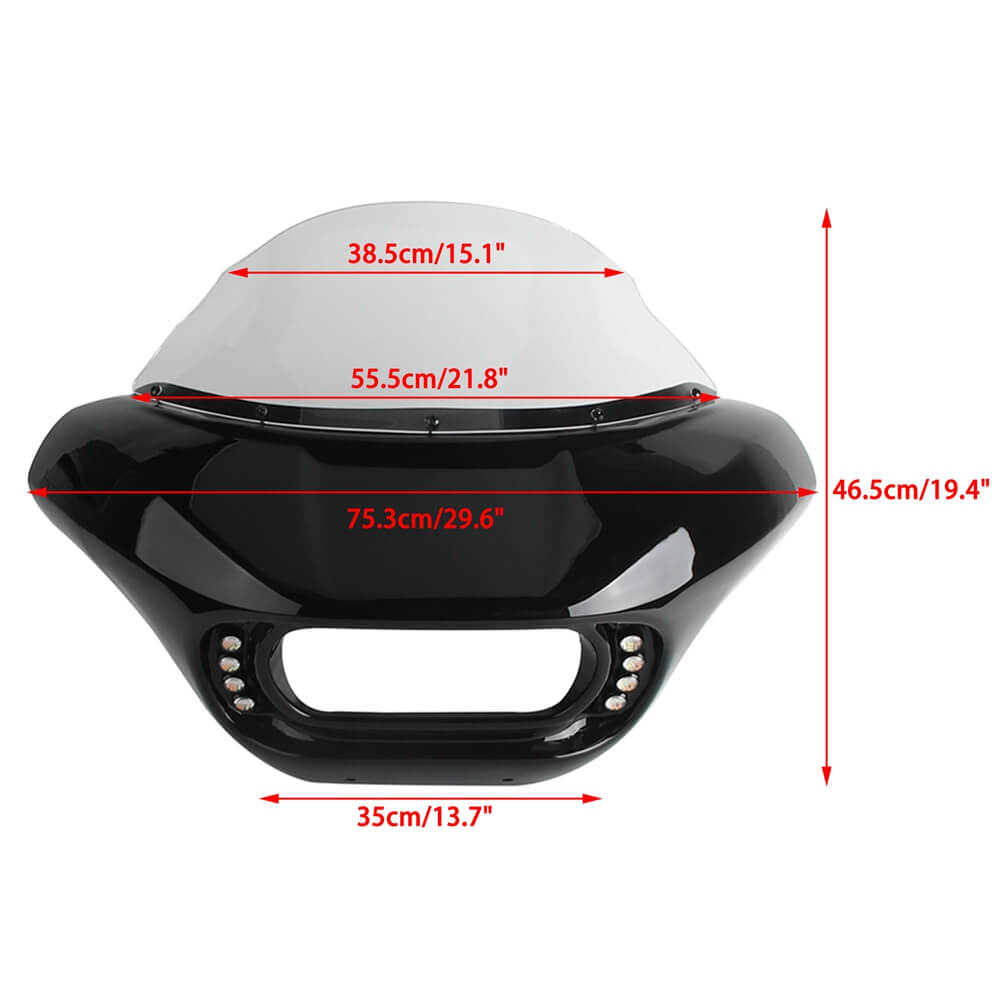 Harley Softail M8 Fat Bob FXFB 114 FXFBS Shark Club Style Headlight Fairing Front Mask w/LED Daytime Running Turn Signal Light 18- - pazoma