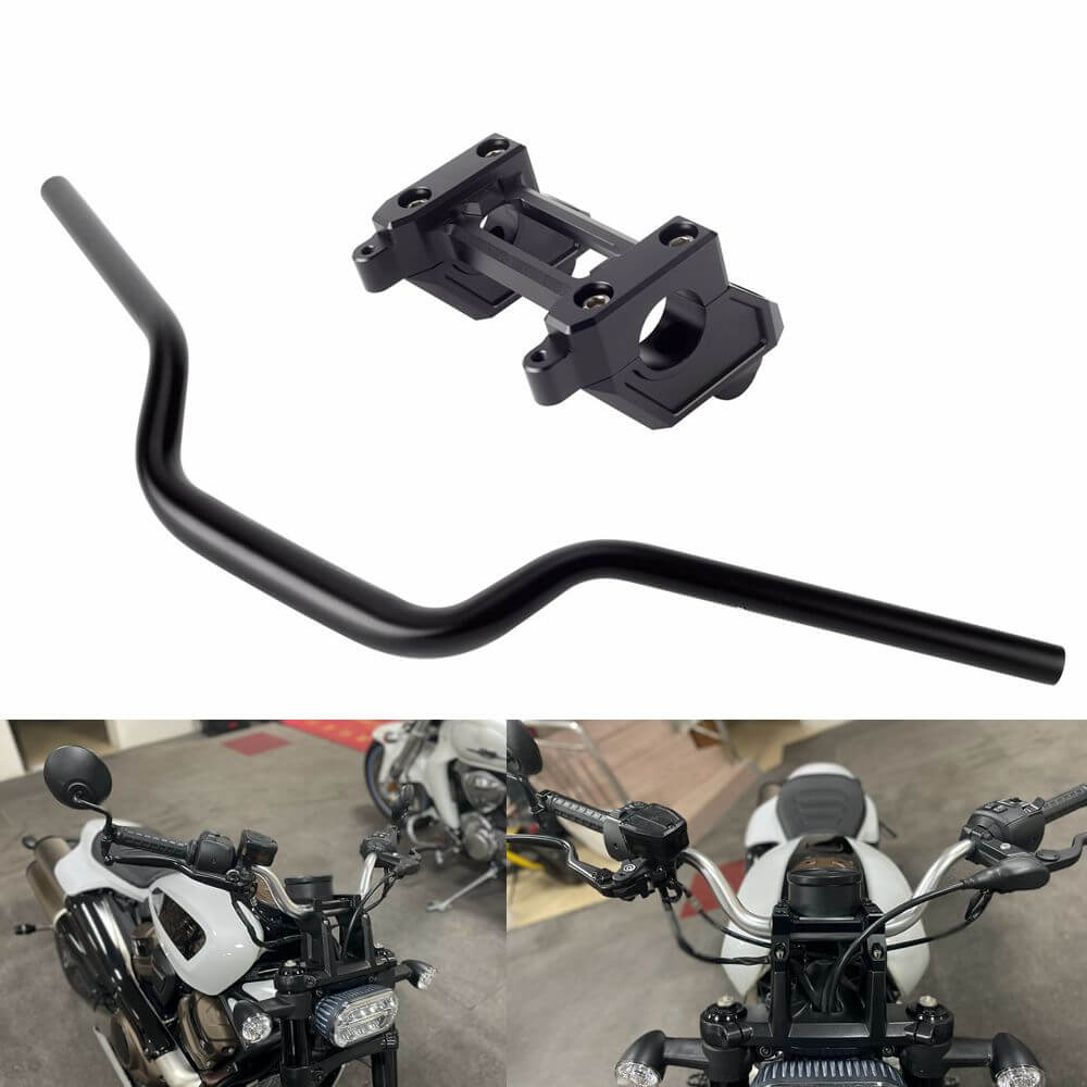 1-1/4" Tapered Fat Bars Handlebar & Back Move Mount Pull Back Risers W/ Top Clamp Cover Kit For Harley Sportster S 1250 RH1250S 2021-2025 - pazoma