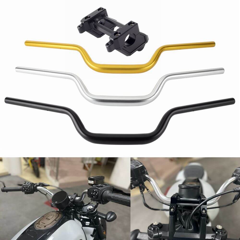 Harley Sportster S 1250 RH1250S 2021-2025 1-1/4" Tapered Fat Bars Handlebar Back Move Mount Risers Pull Back Riser W/ Top Clamp Cover Kit - pazoma