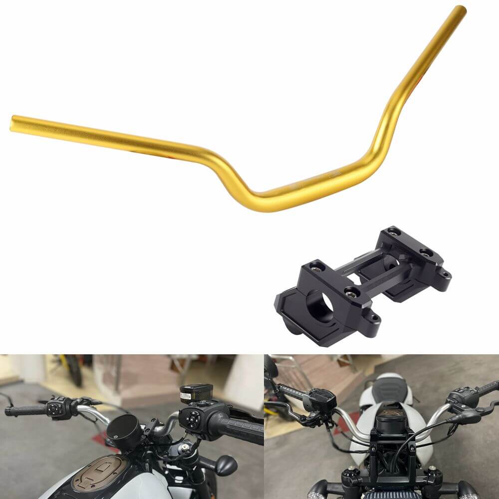1-1/4" Tapered Fat Bars Handlebar & Back Move Mount Pull Back Risers W/ Top Clamp Cover Kit For Harley Sportster S 1250 RH1250S 2021-2025 - pazoma