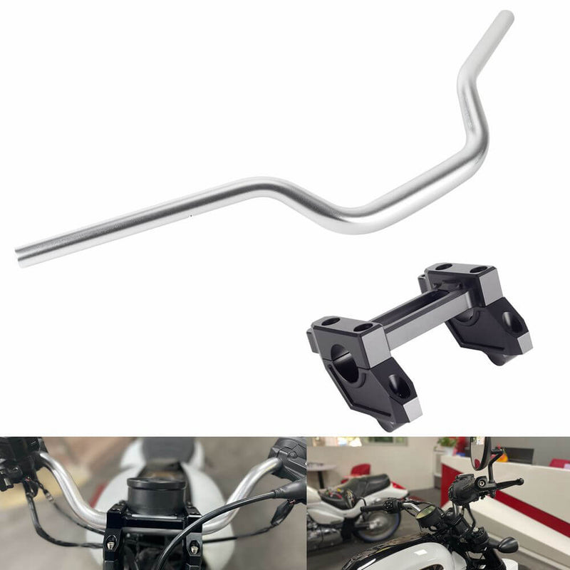 1-1/4" Tapered Fat Bars Handlebar & Back Move Mount Pull Back Risers W/ Top Clamp Cover Kit For Harley Sportster S 1250 RH1250S 2021-2025 - pazoma