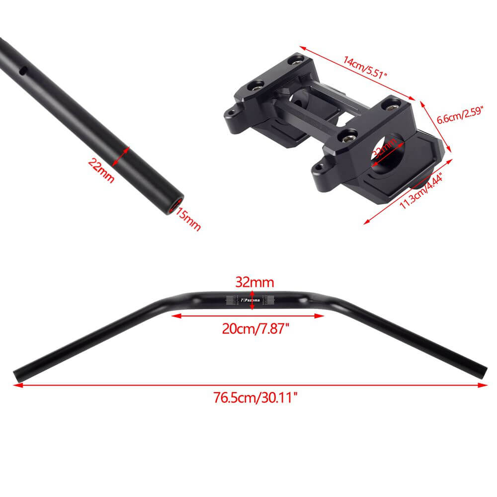 Harley Sportster S 1250 RH1250S 2021-2025 1-1/4" Tapered Fat Bars Handlebar Back Move Mount Risers Pull Back Riser W/ Top Clamp Cover Kit - pazoma