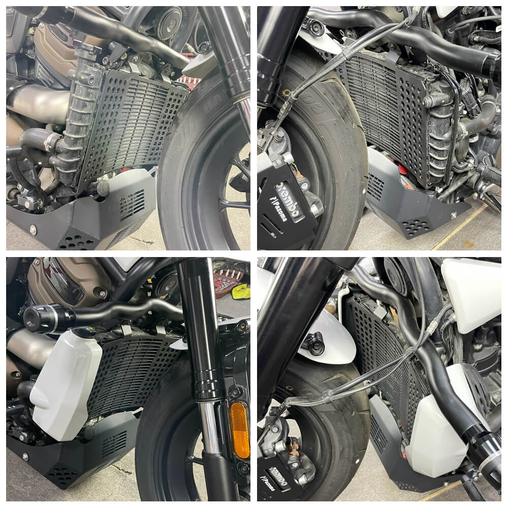Harley Sportster S 1250 RH1250S Aluminum Radiator Guard Protector Grille Grill Shield Cover Water Tank Shield Black 2021-2025 - pazoma