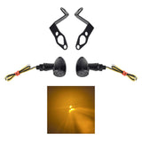 Harley Sportster S 1250 RH1250S Nightster RH975  Front LED Turn Signals Blinkers Indicator Lights Black w/Mount Plate System Bracket - pazoma