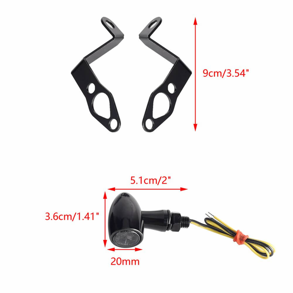 Harley Sportster S 1250 RH1250S Nightster RH975  Front LED Turn Signals Blinkers Indicator Lights Black w/Mount Plate System Bracket - pazoma