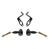 Harley Sportster S 1250 RH1250S Nightster RH975  Front LED Turn Signals Blinkers Indicator Lights Black w/Mount Plate System Bracket - pazoma