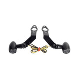 Harley Sportster S 1250 RH1250S Nightster RH975  Front LED Turn Signals Blinkers Indicator Lights Black w/Mount Plate System Bracket - pazoma