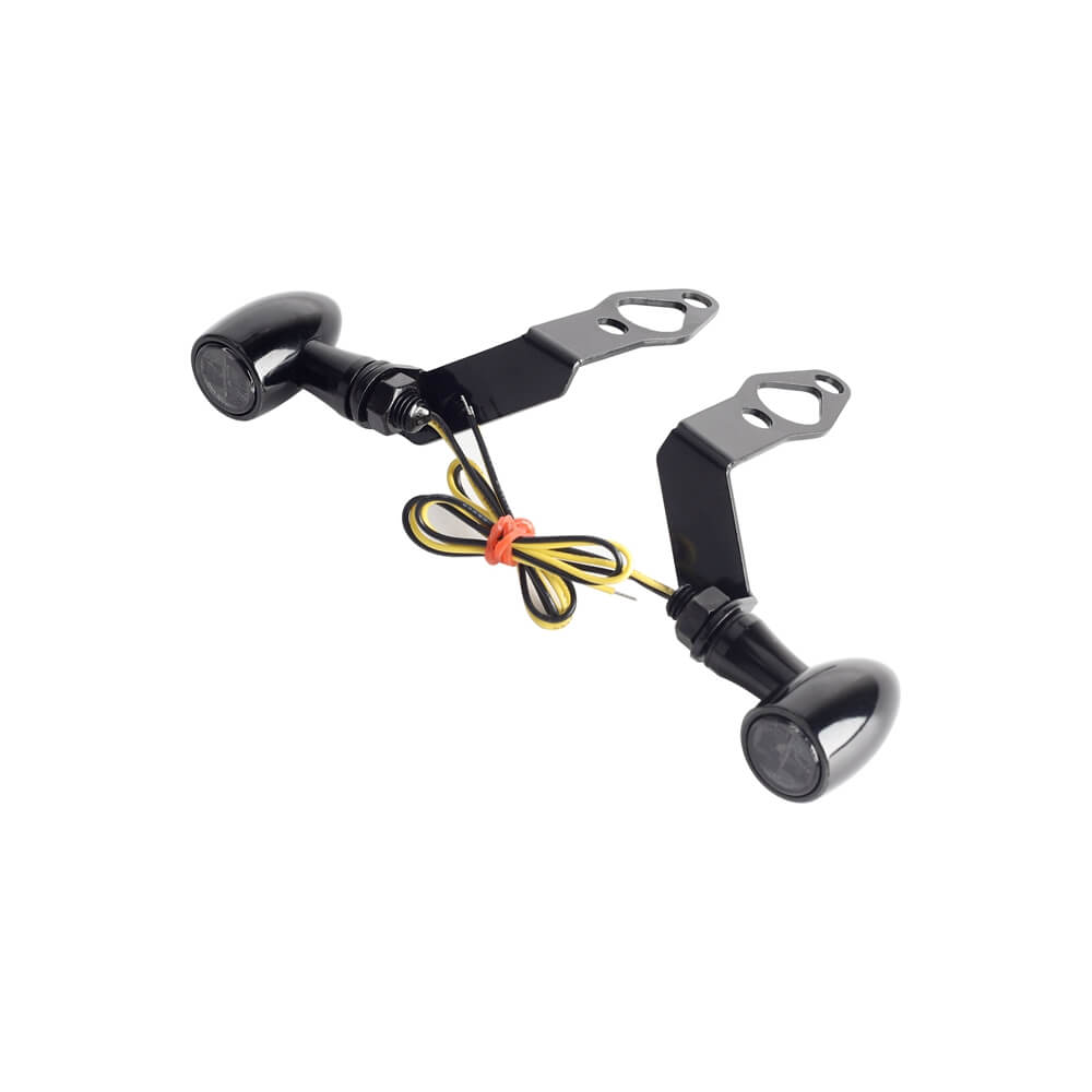 Harley Sportster S 1250 RH1250S Nightster RH975  Front LED Turn Signals Blinkers Indicator Lights Black w/Mount Plate System Bracket - pazoma