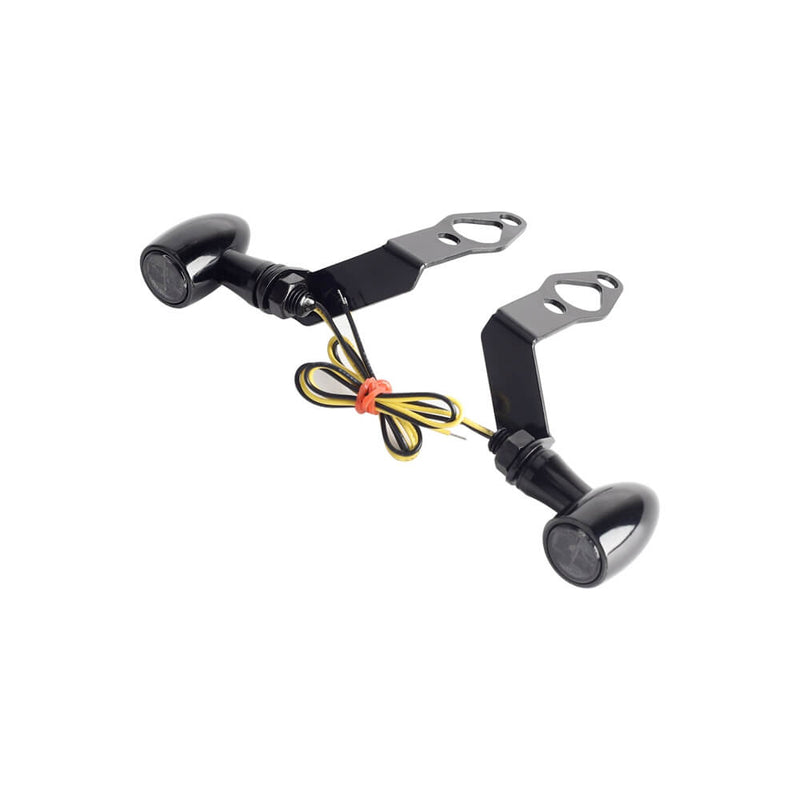 Harley Sportster S 1250 RH1250S Nightster RH975  Front LED Turn Signals Blinkers Indicator Lights Black w/Mount Plate System Bracket - pazoma