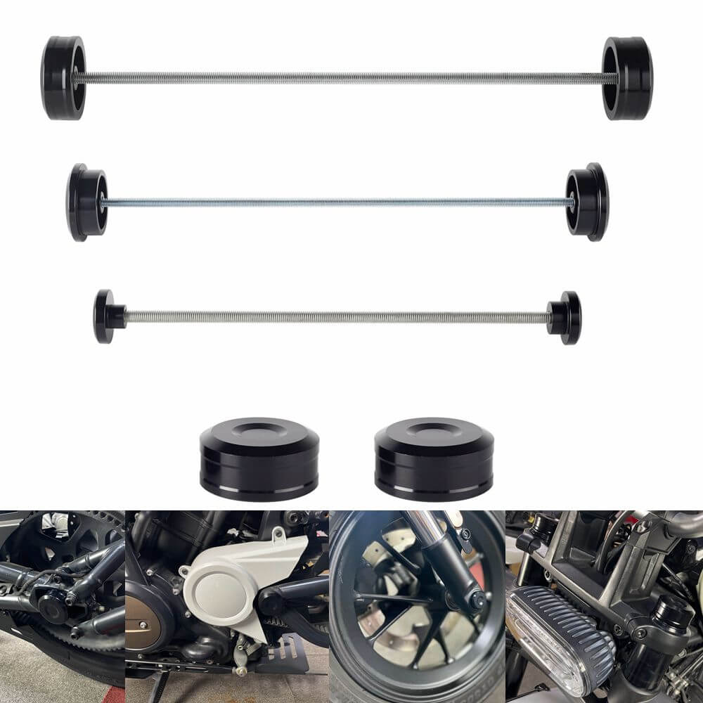 Harley Sportster S 1250 RH1250S Front Rear Wheel Axle Middle Swingarm Pivot Bolt Upper Fork Stem Covers 2021-2024 Black - pazoma