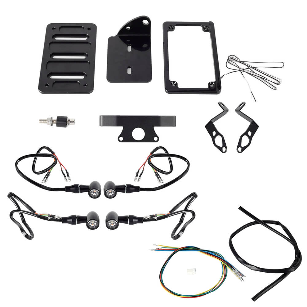 Harley Sportster S 1250 RH1250S Mini Bullet 3 in 1 LED Turn Signals Tail Light DRL Side Mount License Plate Bracket Frame 21- - pazoma