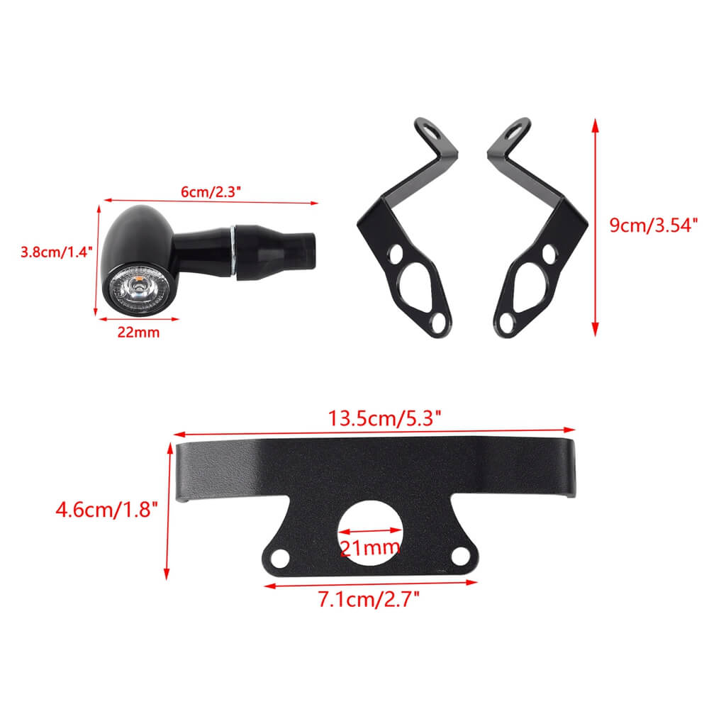 Harley Sportster S 1250 RH1250S Mini Bullet 3 in 1 LED Turn Signals Tail Light DRL Side Mount License Plate Bracket Frame 21- - pazoma