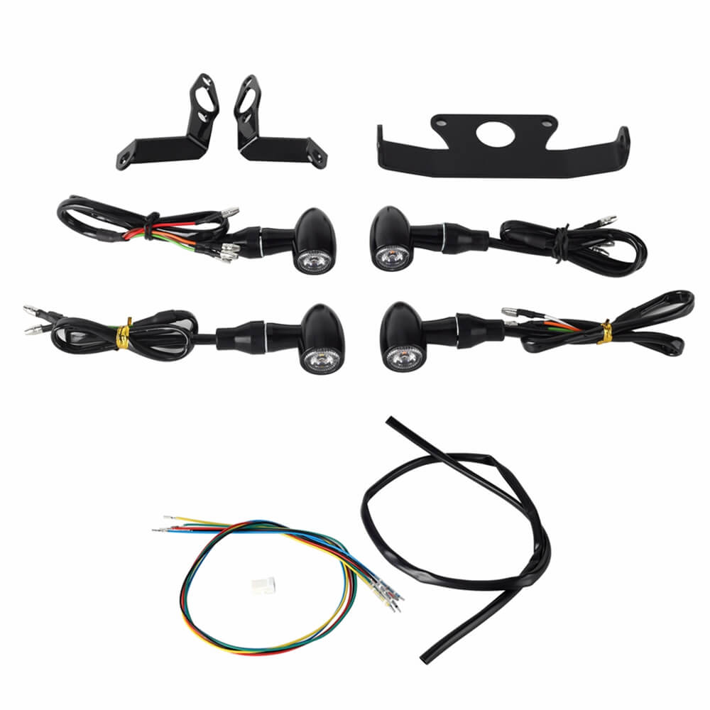 Harley Sportster S 1250 RH1250S Mini Bullet 3 in 1 LED Turn Signals Tail Light DRL Side Mount License Plate Bracket Frame 21- - pazoma