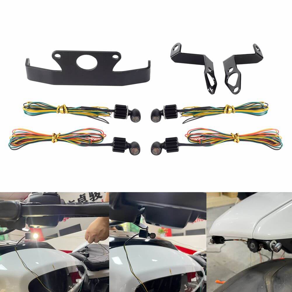 Harley Sportster S 1250 RH1250S Mini Front Rear LED Turn Signals Tail Light DRL Side Mount License Plate Bracket Frame 21- - pazoma