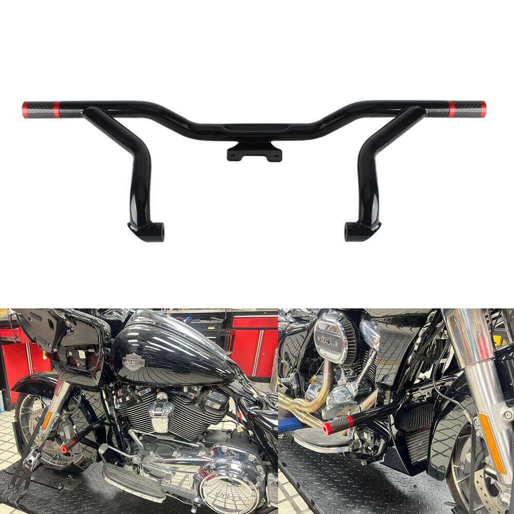 Harley Touring 14-24 Road King Road Glide Electra Street Glide Special CVO Front Highway Engine Guard Crash Bar Frame Slider Flat-Out Bar - pazoma