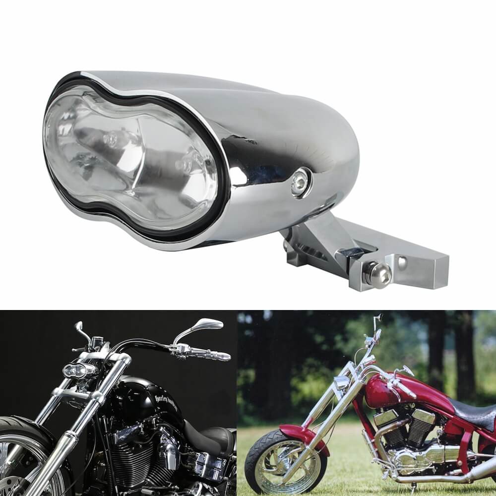Harley V-Rod Choppers Bobbers Cyclops Custom Motorcycle Headlight Double Oval Wave Twin Headlamp - pazoma
