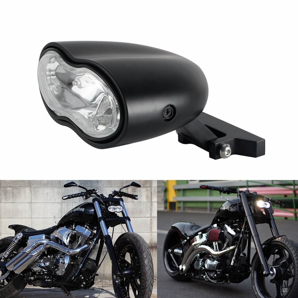 Harley V-Rod Choppers Bobbers Cyclops Custom Motorcycle Headlight Double Oval Wave Twin Headlamp - pazoma