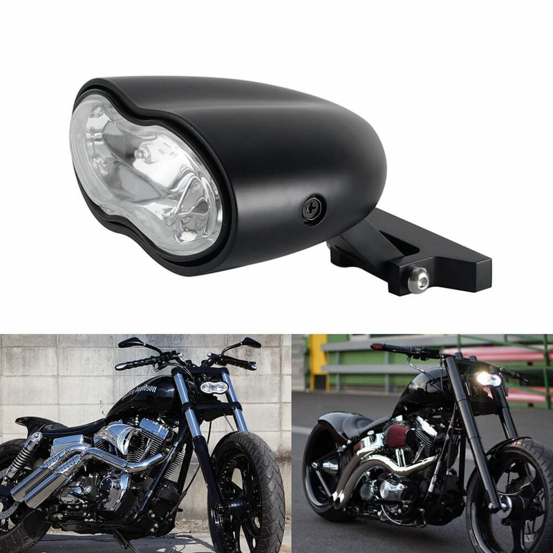 Harley V-Rod Choppers Bobbers Cyclops Custom Motorcycle Headlight Double Oval Wave Twin Headlamp - pazoma