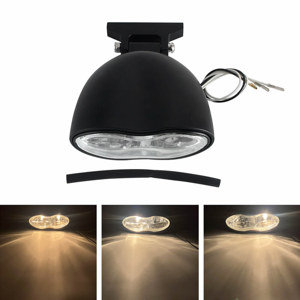 Harley V-Rod Choppers Bobbers Cyclops Custom Motorcycle Headlight Double Oval Wave Twin Headlamp - pazoma