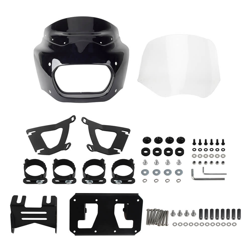 Headlight Fairing w/Baja Designs Dual LP4 Lighting Bracket Mounting Kit For Harley Softail M8 Low Rider S FXLRS Fat Bob FXFBS 18- - pazoma