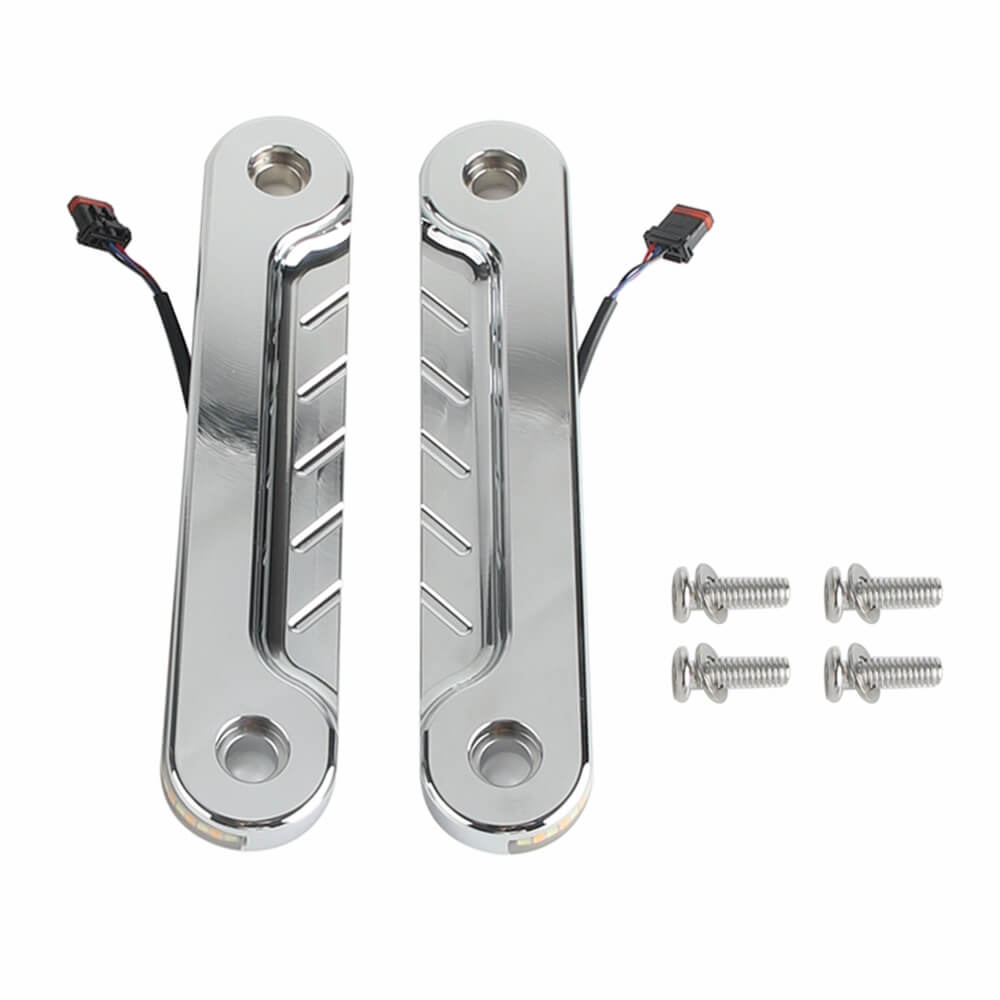 LED Billet Flush Fork Turn Signals Side Light W/ DRL Fit For Harley Touring Street Glide Electra Glide Road King Trike '14-'24 - pazoma