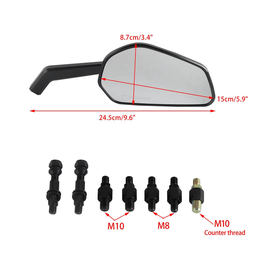 CNC Carbon Fiber Mirrors Rearview Side Mirror For 8mm 10mm Mirror Thread and Harley Davidson - pazoma