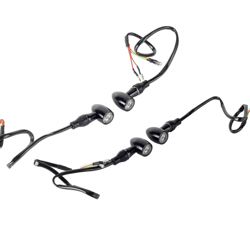 Mini Bullet 3 in 1 Rear LED Turn Signal Indicators w/Brake Tail Light 2 in 1 Front Blinker w/DRL For Harley Chopper Bobber Cafe Race - pazoma