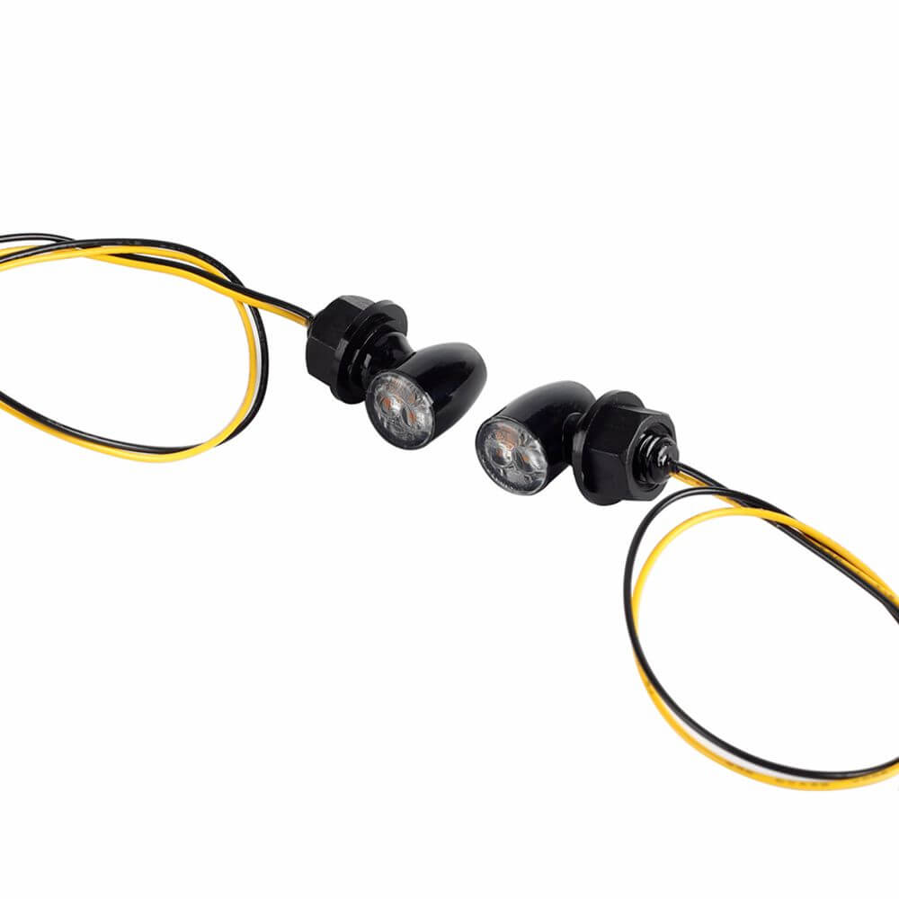 Motorcycle Super Mini LED Turn Signals Blinkers Indicator Lights Black For Harley Chopper Bobber Cafe Racer Super Small only 10mm Made in Taiwan - pazoma