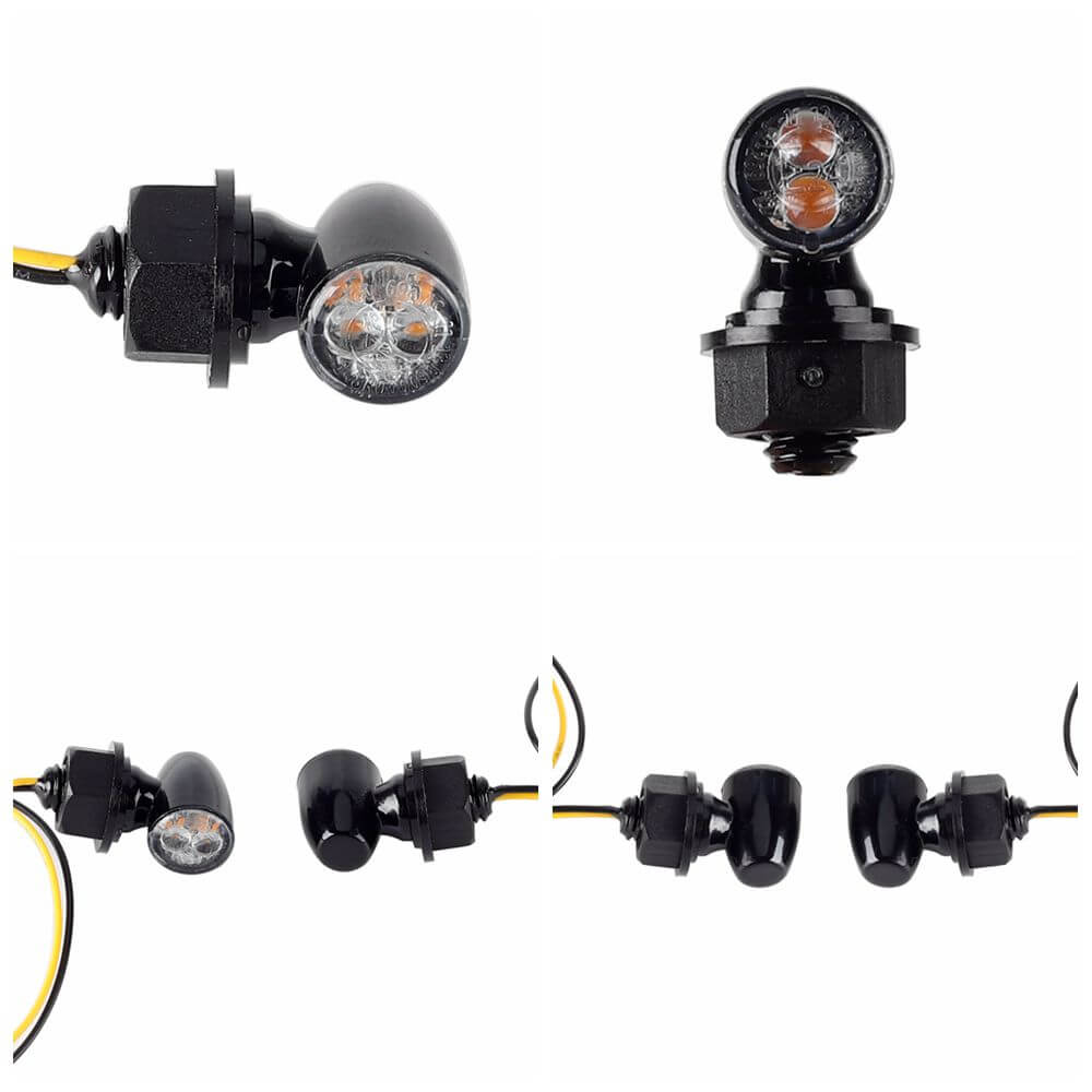 Motorcycle Super Mini LED Turn Signals Blinkers Indicator Lights Black For Harley Chopper Bobber Cafe Racer Super Small only 10mm Made in Taiwan - pazoma