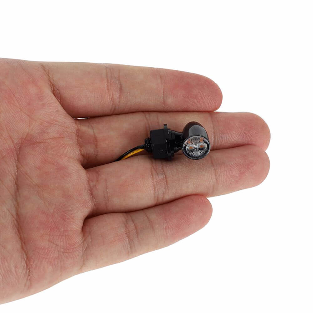 Motorcycle Super Mini LED Turn Signals Blinkers Indicator Lights Black For Harley Chopper Bobber Cafe Racer Super Small only 10mm Made in Taiwan - pazoma