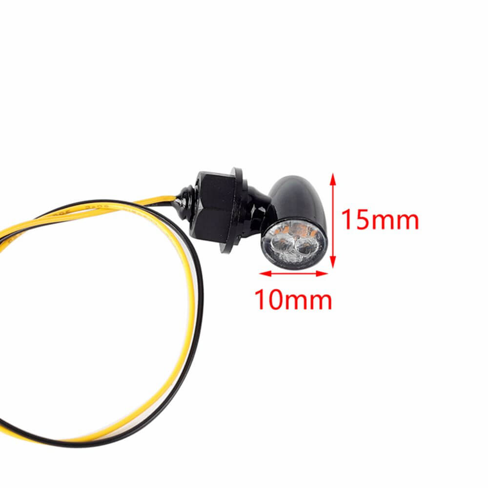 Motorcycle Super Mini LED Turn Signals Blinkers Indicator Lights Black For Harley Chopper Bobber Cafe Racer Super Small only 10mm Made in Taiwan - pazoma