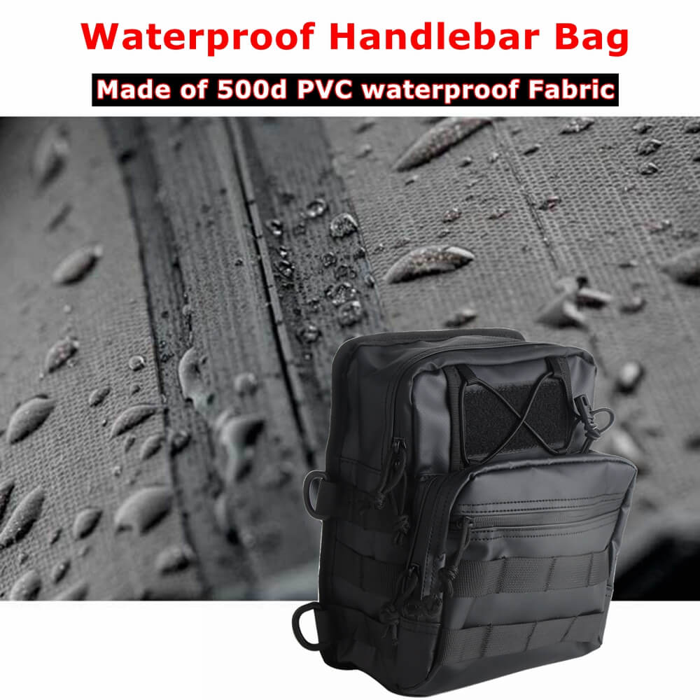 Club Style Tall Utility Molle Traveller Bar Handlebar T-Bar Bag For Harley Softail Dyna Sportster Street Bob 500d PVC waterproof Handlebar Bag - pazoma