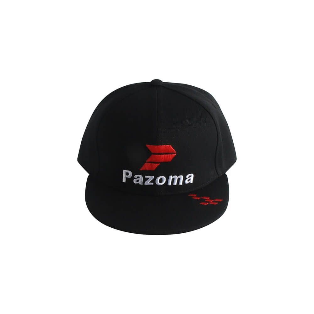 Pazoma 6 Panel Snapback Black Structured Flat Bill Hat Cap - pazoma