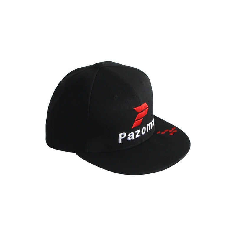 Pazoma 6 Panel Snapback Black Structured Flat Bill Hat Cap - pazoma