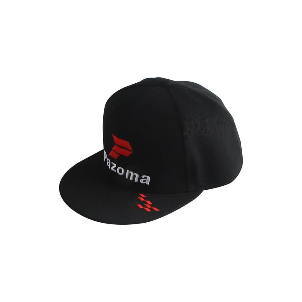 Pazoma 6 Panel Snapback Black Structured Flat Bill Hat Cap - pazoma
