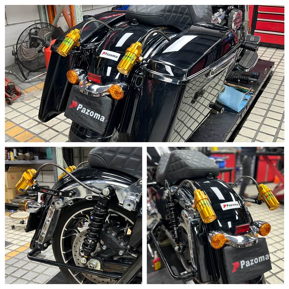 2014-2025 Harley Touring Road King Street Electra Road Glide Remote Reservoir Rear Suspension Adjustable Shocks FLHX FLHR FLTRX FLTRU FLHTK - pazoma