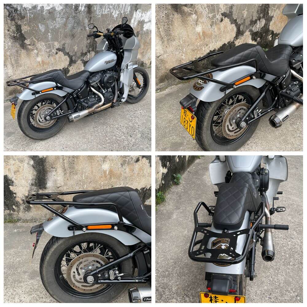Rear Luggage Rack Carrier Top Case Mount Bracket Passenger Grab Handle Bars For Harley M8 Softail Street Bob Standard FXBB FXBBS FXST 2018-2025 - pazoma
