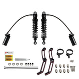 Remote Reservoir 13" Rear Suspension Adjustable Twin Shock Absorbers for Harley Touring FLH / FLT Bagger 2014-2024 W/mounts - pazoma
