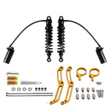 Remote Reservoir 13" Rear Suspension Adjustable Twin Shock Absorbers for Harley Touring FLH / FLT Bagger 2014-2024 W/mounts - pazoma