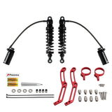 Remote Reservoir 13" Rear Suspension Adjustable Twin Shock Absorbers for Harley Touring FLH / FLT Bagger 2014-2024 W/mounts - pazoma