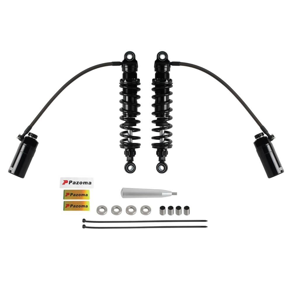 Remote Reservoir 13" Rear Suspension Adjustable Twin Shock Absorbers for Harley Davidson Touring FL 1990- Without Mounts - pazoma