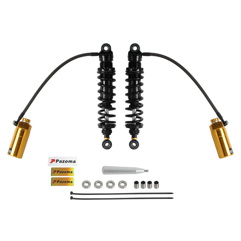 Remote Reservoir 13" Rear Suspension Adjustable Twin Shock Absorbers for Harley Davidson Touring FL 1990- Without Mounts - pazoma