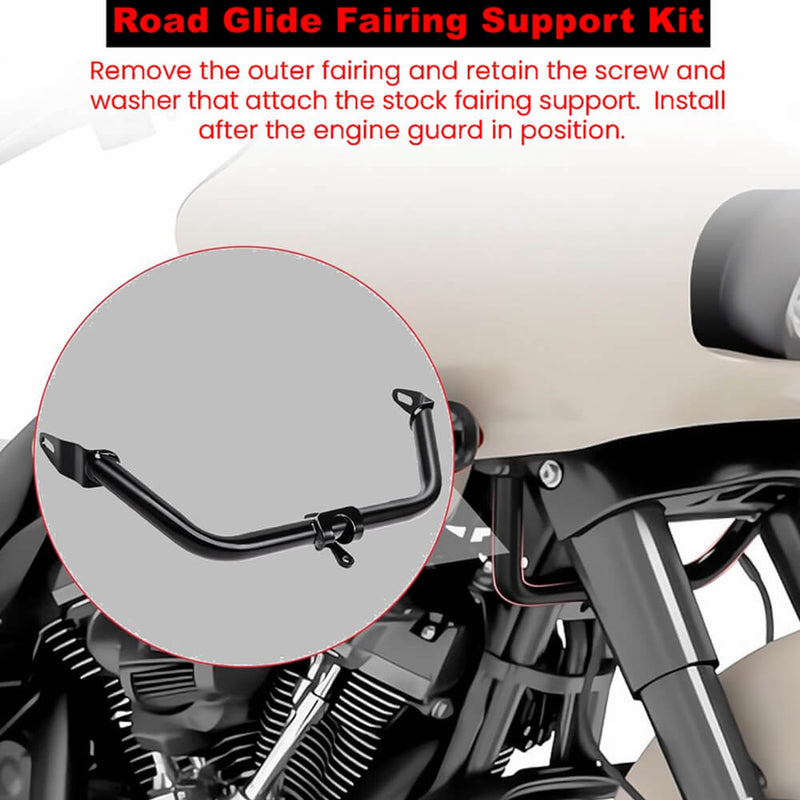Performance Engine Guard Crash Bar W/Fairing Support Kit For Harley Road Glide Special Ultra Limited CVO ST FLTRXST FLTRXSE FLTRU FLTRK 15-23 - pazoma